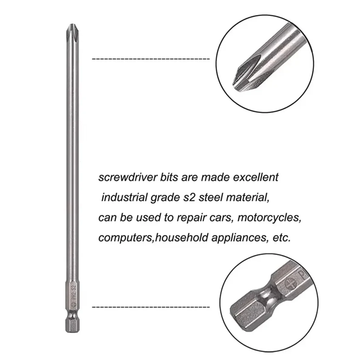 A002 30Pcs Set 150mm S2 Steel Magnetic Screwdriver Bits 1/4 Inch Hex Shank Power Tools Slotted Square Torx