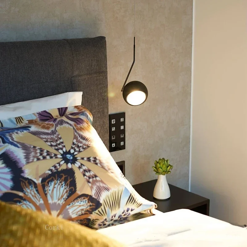 TechHPModern Designer LED Pendant Lamp Living Room Bedroom Bedside Raised Lowered Rotating Round