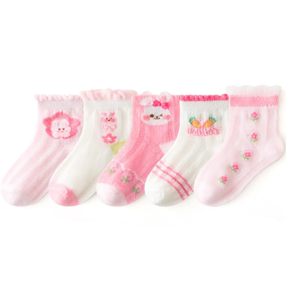

5Pairs Kawaii Ruffle Baby Cotton Socks Breathable Cute Toddle Short Tube Socks Mid-calf Sweet Newborn Socks Newborn