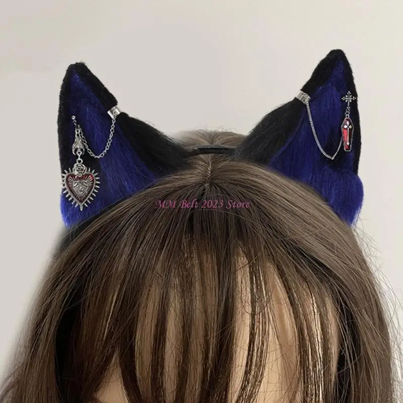 49ME Diadema con orejas bestia peluda, diadema Anime, aro para para niña, accesorios fiesta para ComicShows