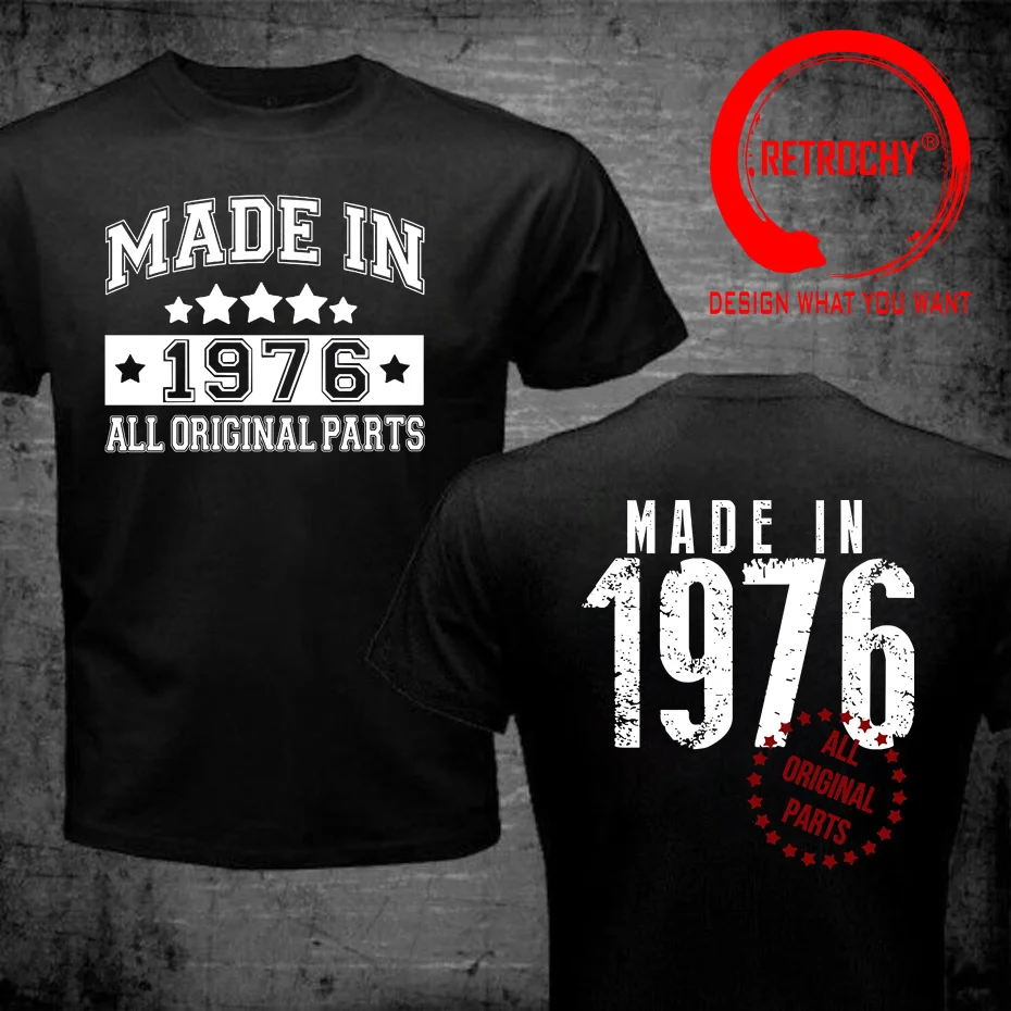 Retro Vintage 1976 All Original Parts T Shirt Made In 1976 T-Shirt 50Th Birthday Tops Tee Fashion Tshirt Stylish Casual Clothing