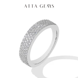 ATTAGEMS New D Color VVS1 Moissanite Rings S925 Silver 18K Gold Plated Simple Half Band Wedding Engagement Gifts for Women Men