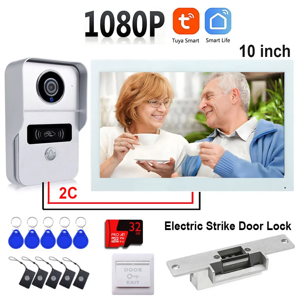 Nouveau système d'interphone vidéo Wi-Fi Tuya à 2 fils, HD 1080P, visiophone intelligent pour la mai