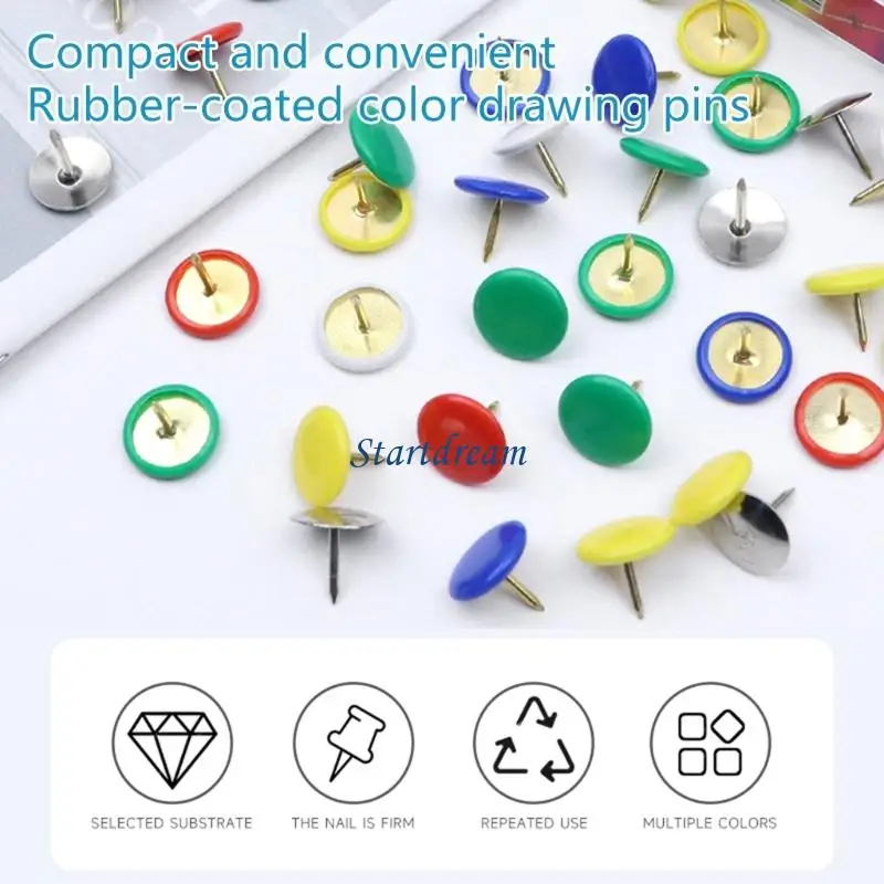 200pcs redondear cabeza plana metal metal níquel chapado en tablero boletín boletín para tablero aviso