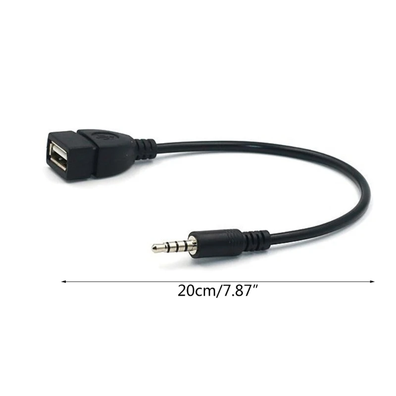 Plug Male to USB 2.0 Female OTG Adapter Converter Cable for Playing Music 20cm Drop Shipping