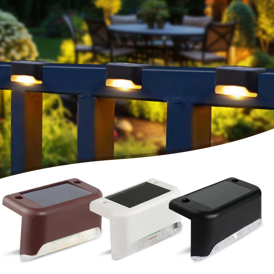 

4Pack LED Solar Stairs Light Waterproof Patio Courtyard Passage Guardrail Step Lamp Outdoor Garden Borders Terrace Fence Light