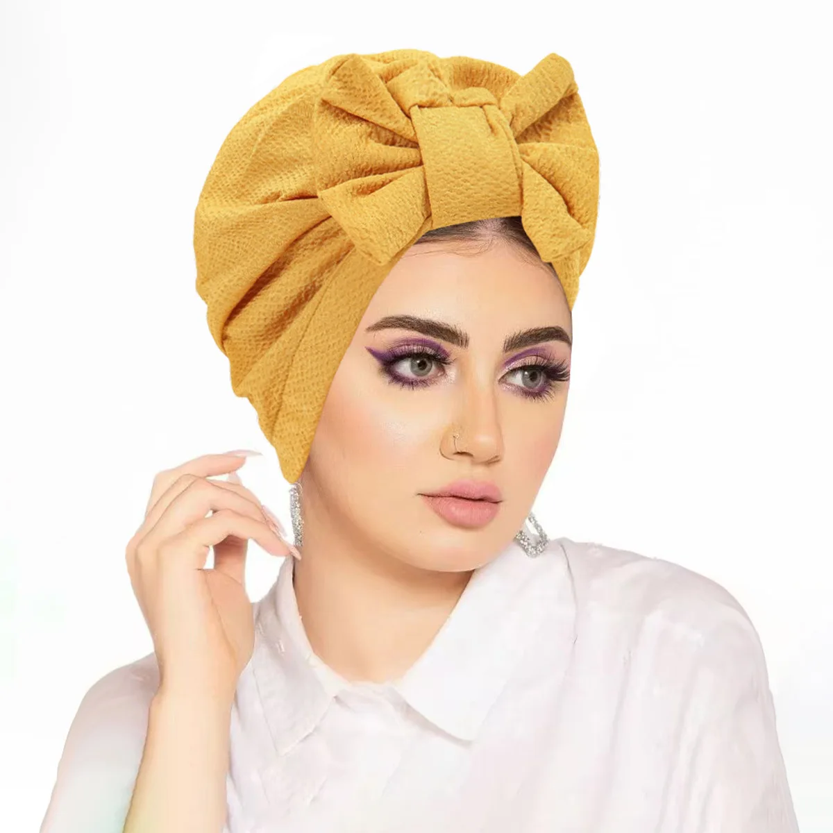 Doux nœud papillon Turban indien chapeau femmes chimio casquette bonnets Bonnet musulman Hijab foulard perte de cheveux chapeaux tête enveloppement Turbante Mujer