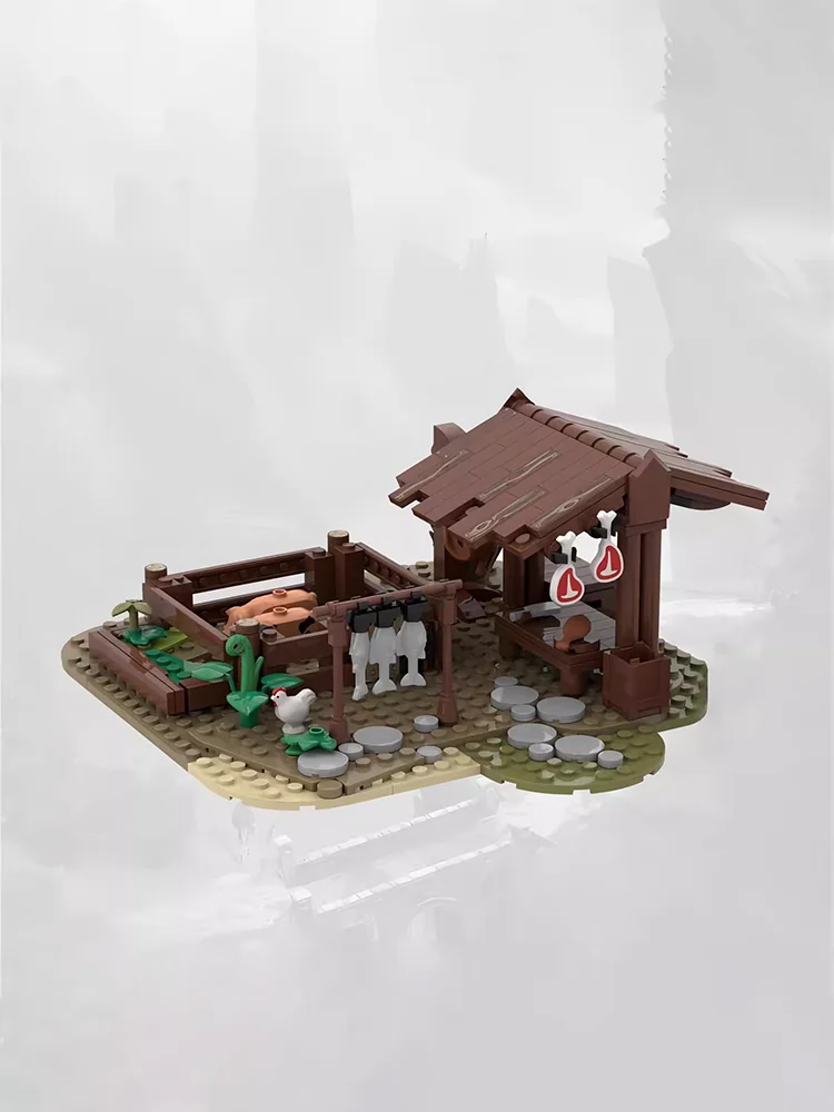 MOC-Modelo Medieval de Blocos de Construção, Expert Criativo, Butcher's Yard, Montagem DIY, Toy Gift, 276Pcs