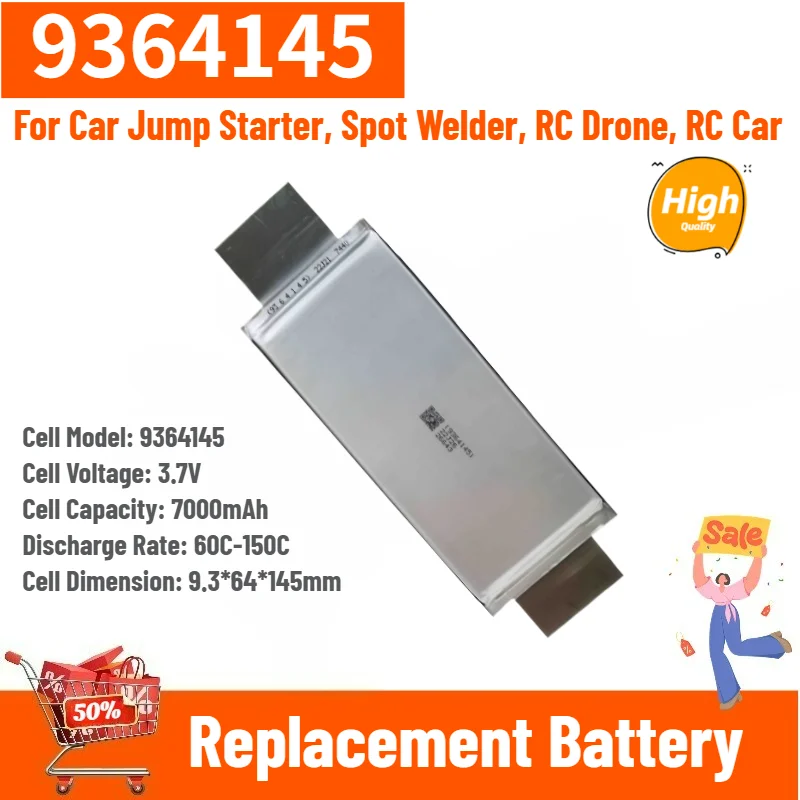 9364145 Batterie 3,7V 7000mAh für Auto-Starthilfegerät, Punktschweißgerät, RC-Drohne, RC-Auto Hochwertige Ersatzbatterie