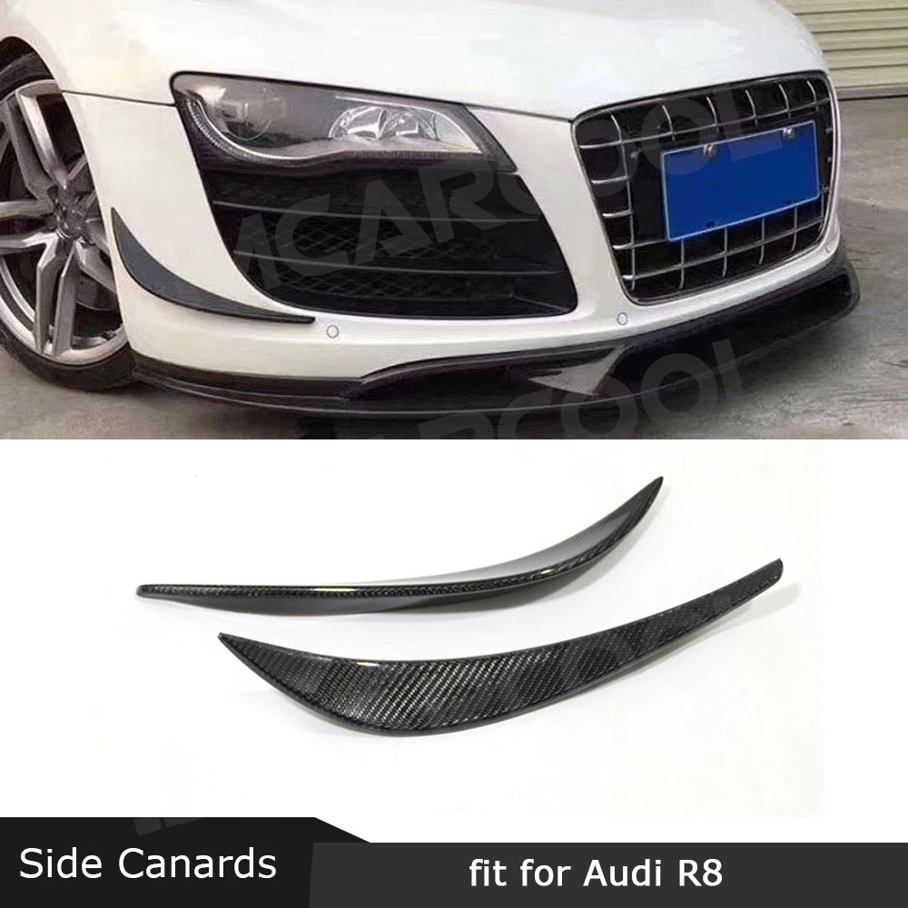 

JMCARCOOL Carbon Fiber Front Bumper Trim Fins Side Canards Splitter Spoiler For Audi R8 2008-2015 Aprons Flaps Car Styling