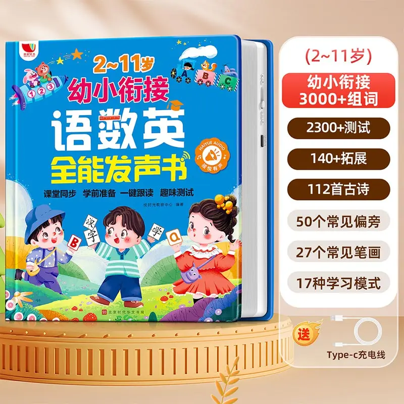 Children English Enlightenment Talking Book, Finger Point Reading English Words Sound Book, Fun Interactive Early Learning
