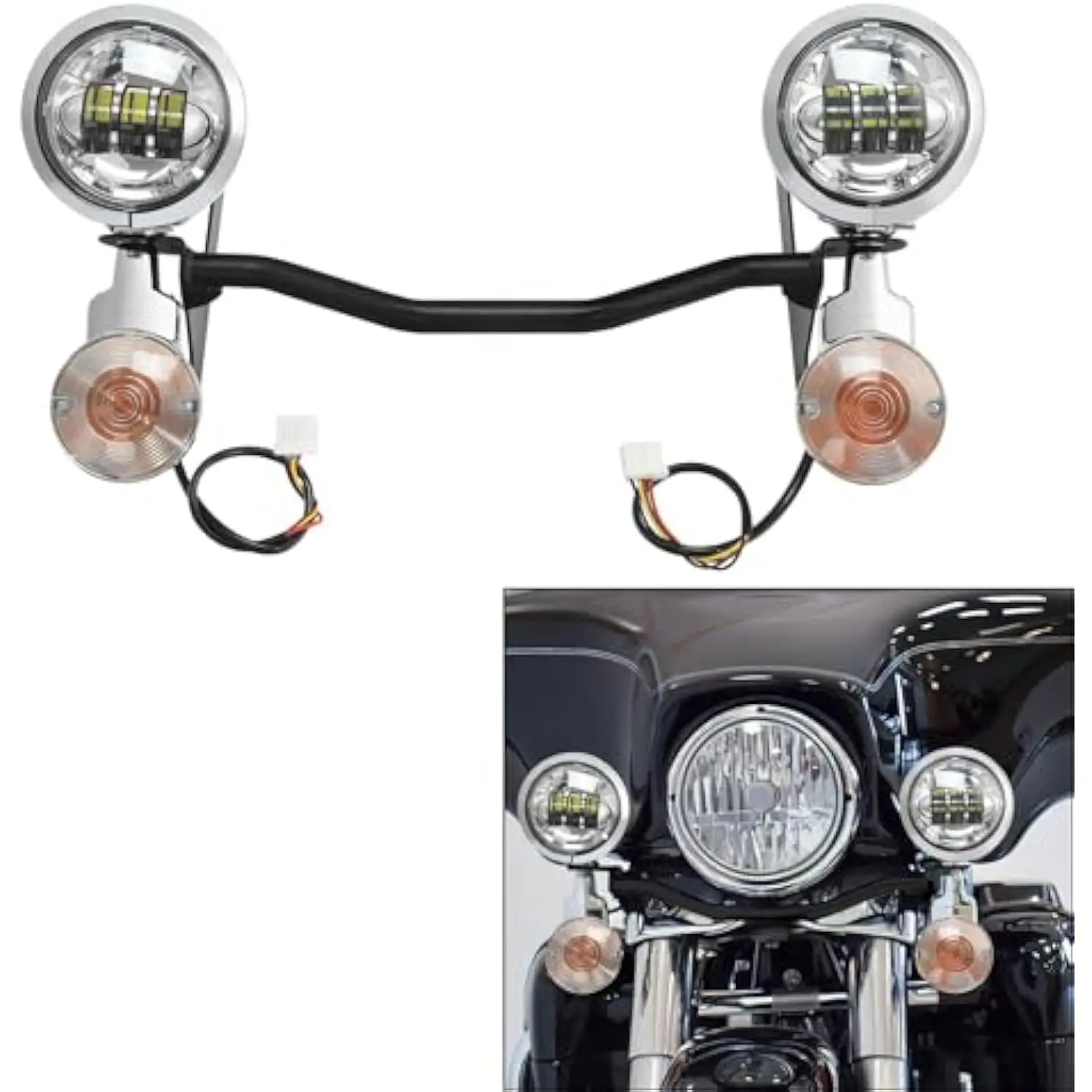 

Motorcycle Chrome Passing Turn Signal Lamp Driving Fog Spot Light Bar Fit For Harley Touring Road Glide Street Glide Road King