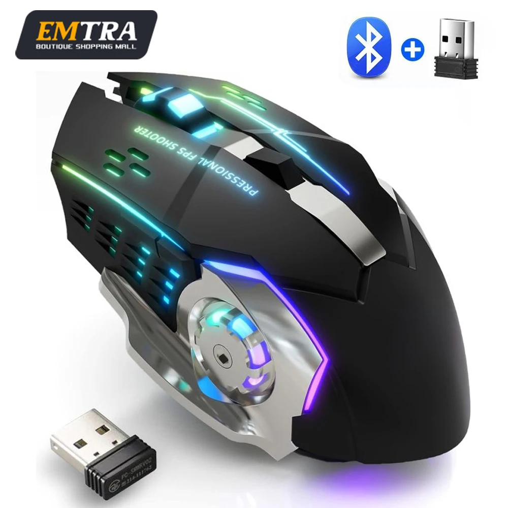Bluetooth Wireless Mouse 2.4G USB Mechanical Backlight Silent Mouse Rechargeable Gaming Mouse Gamers Laptop Computer Accessories