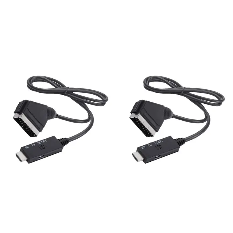 2X -Compatible To Scart Connection Cable 1M Audio/Video Converter -Compatible To Scart HD Converter
