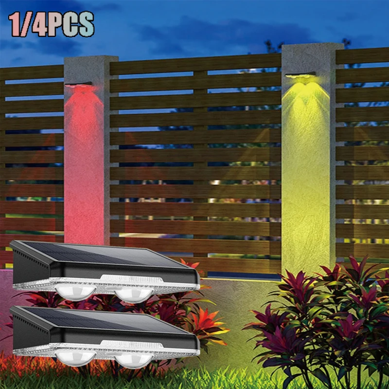 1-4-pecas-luzes-solares-para-cerca-luminaria-de-parede-led-rgb-a-prova-d'Agua-luzes-decorativas-para-deck-externo-patio-quintal-caminho-e-corrimao