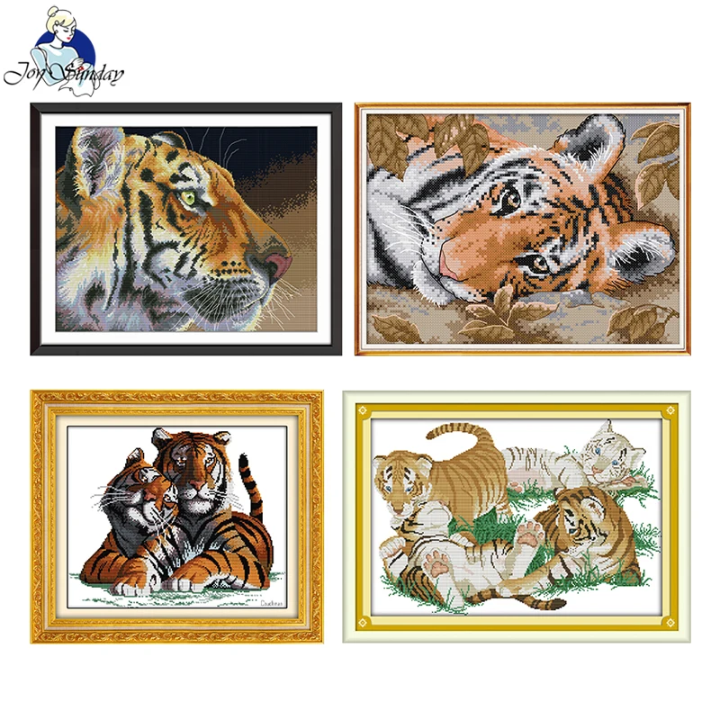 

Набор для вышивки крестиком Joy Sunday с изображением тигра «Осень влюблённый», 16/14 карат