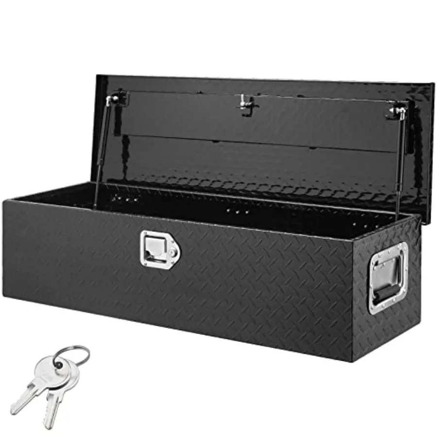 

Heavy Duty Aluminum Truck Bed Tool Box, Diamond Plate Tool Box with Side Handle and Lock Keys, Storage Tool Box Chest Box Organ