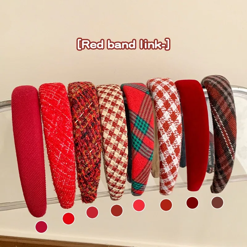 New Year\'s Christmas Red Hair Bands Fall Winter Popular Wide Edge Pressure Hairpin Headband Headdress Hair Accessories for Women