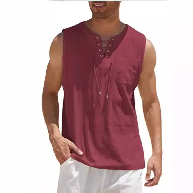Casual Slim Fit Blouse with Short Sleeve Tank Top Open Front Vest Closure Stand Collar Cardigan Patchwork Detail T Shirt for Men