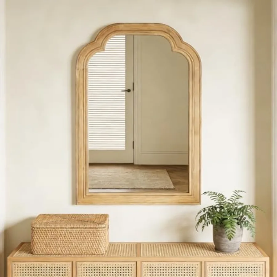 

Wood Framed Bathroom Mirror for Wall 16 x 24 Inch Rustic Wood Frame Wall Mirrors Decorative for Living Room Vanity Bedroom Entr