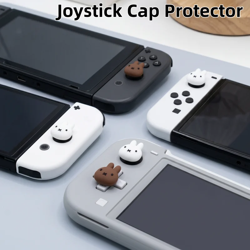 2 Peças Protetor de Joystick de Silicone Miffy Kawaii, Capa Protetora de Silicone Macio para Joycon NS, Compatível com Switch1 OLED Lite