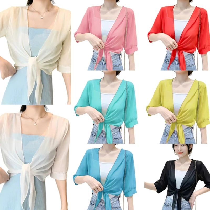 

Boleros Shrug Casual Cropped Cardigans Chiffons Jackets Loose Kimonos Lightweight Shawl Cape Coverups for Evening Dress Dropship