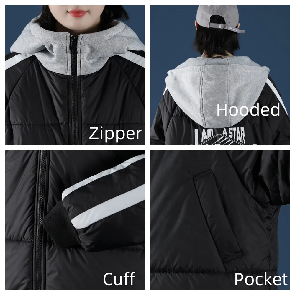 COUTUDI-Hooded Cotton Padded Parkas for Women, Warm Coats, Korean Fashion, Winter Jacket, Female Bread Clothing, Plus Size 2024