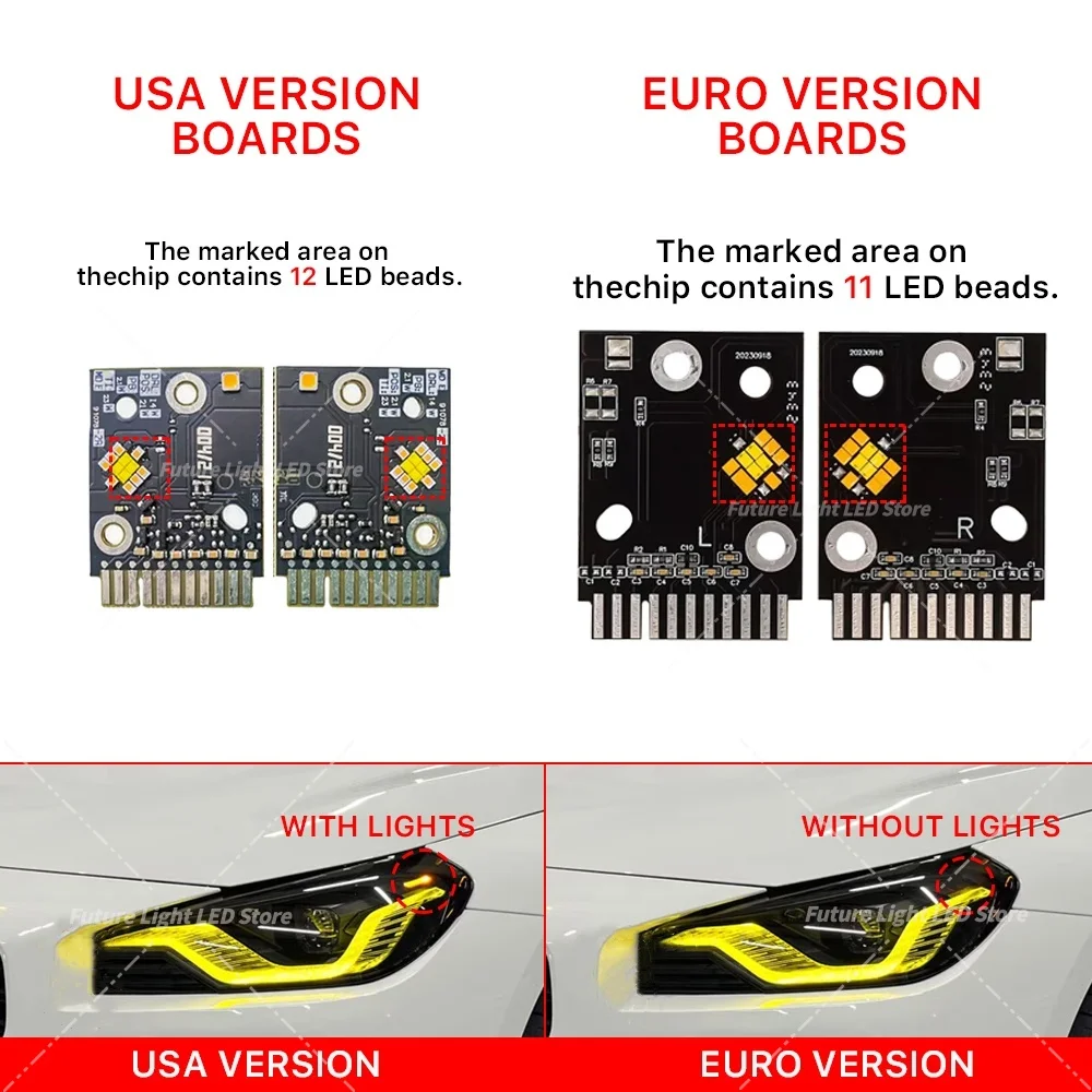 Amber Angel Eyes LED DRL Boards For 2021-2024 BMW  2 series M2 G42 G87 M240i Headlight Daytime Running Light Module CSL Yellow