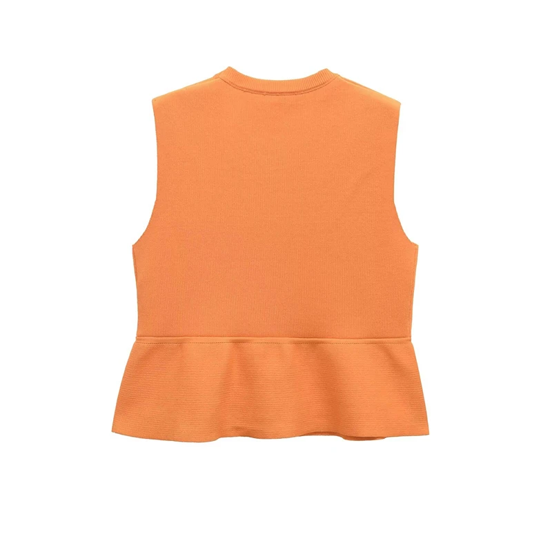 KEYANKETIAN letnia nowa damska wielowarstwowa dekoracja bez rękawów dzianinowy top słodka szczupła sweter z dekoltem w kształcie litery "o" Camisole modna krótka kamizelka