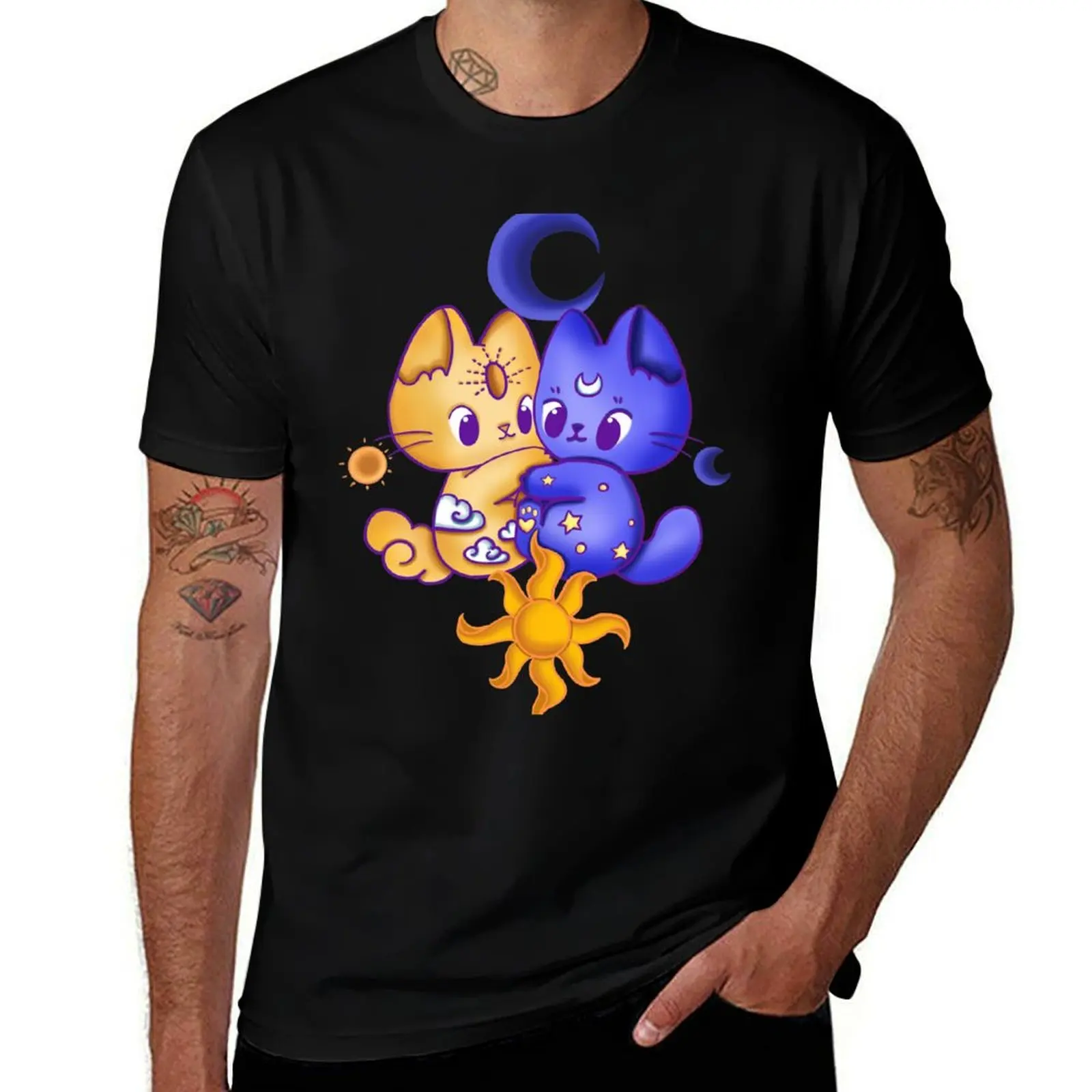 Cats moon and sun T-Shirt Lightweight Cooling Short Sleeve Tee
