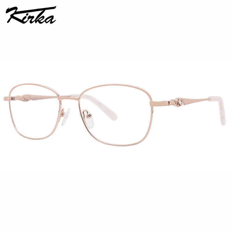 

Kirka Female Eyewear Oval Frames Shine Colors Metal Computer Glasses for Women Gems Eye Shape Temples Optical Frames MW1060