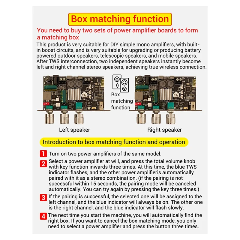 ABMF-ZK-1001U con placa amplificadora Bluetooth Boost Mono 100W tono alto y bajo TWS altavoz DIY para exteriores TPA3116