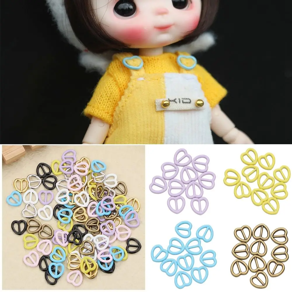 10/20pcs High Quality Stuffed Toys 9 Colors Doll Bags Accessories Diy Dolls Buckles Belt Buttons Heart Shape Buckle