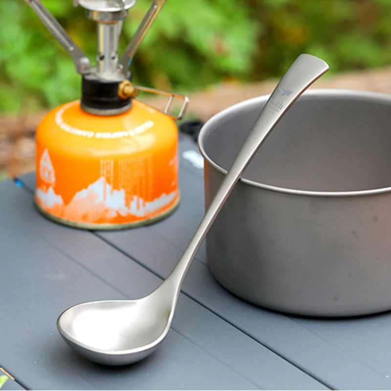 

Титановая ложка для супа Keith 203 мм, бактериостатические столовые приборы, сверхлегкая посуда для путешествий на открытом воздухе, толщина титановой ложки