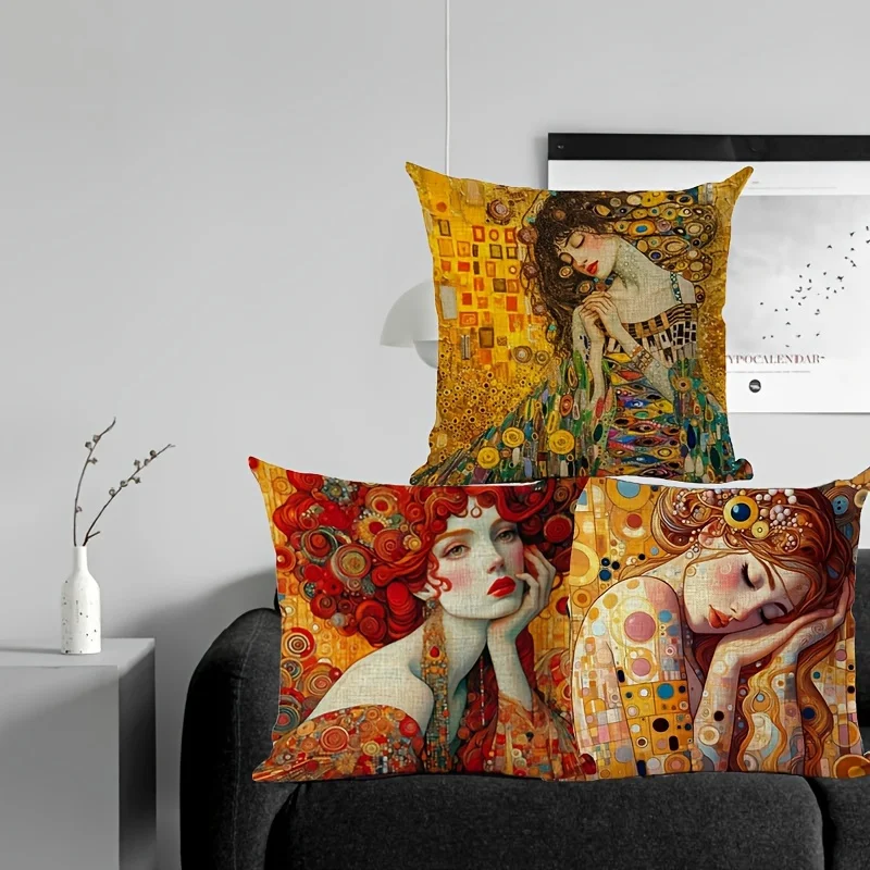 

Vintage Artistic Style Lady double-sided Printed pillow cover Short plush Suitable living rooms bedrooms throw cushion cover