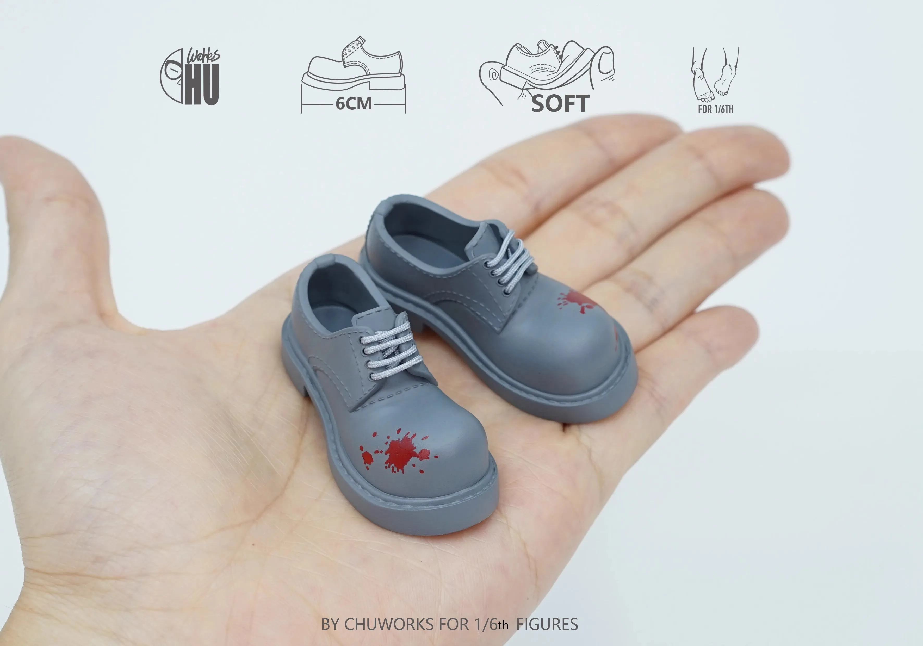 

Limited ChuWorks Original 1/6 Soldiers Hand-made Trendy Derby Soft Rubber Shoes Model Toy fit 12" Action Figure BJD SD Doll DIY