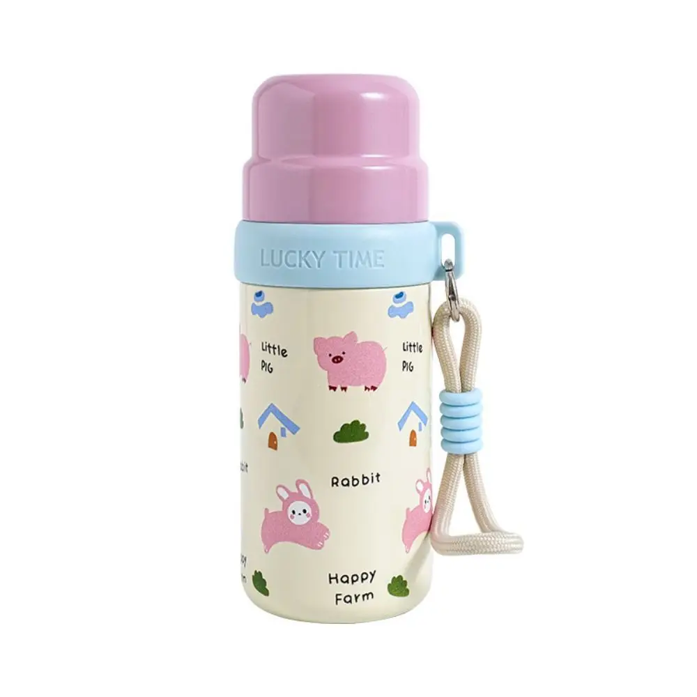 

Fashion Cartoon Water Bottle 316 Stainless Steel Large Capacity Drinking Water Cup with Lifting Rope Creative Thermos Cup Travel