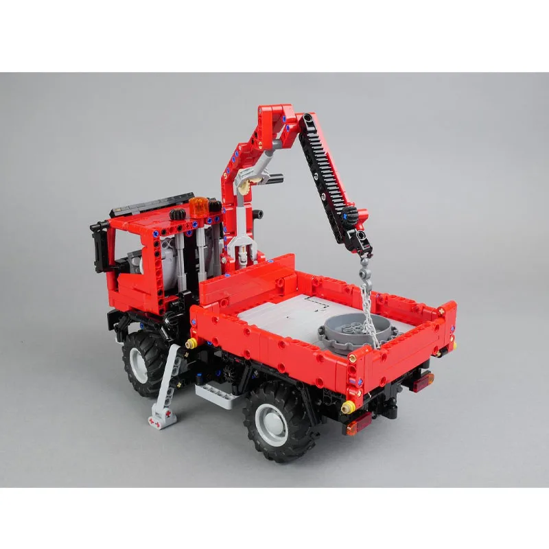 

MOC-126815 New Red Crane Truck Building Block Model 1111 Parts Creative Birthday and New Year Toys Gift for Boys Children