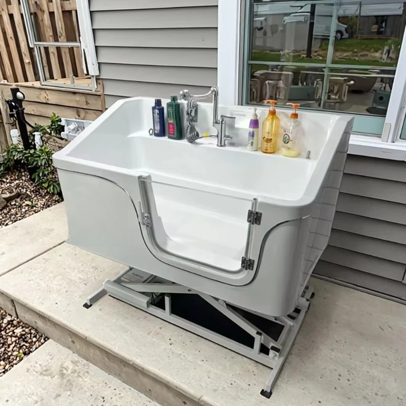 Grooming Bath Tub Fiberglass Electric Lifting Tub Oem Professional Multifunctional White Acrylic Bathtub