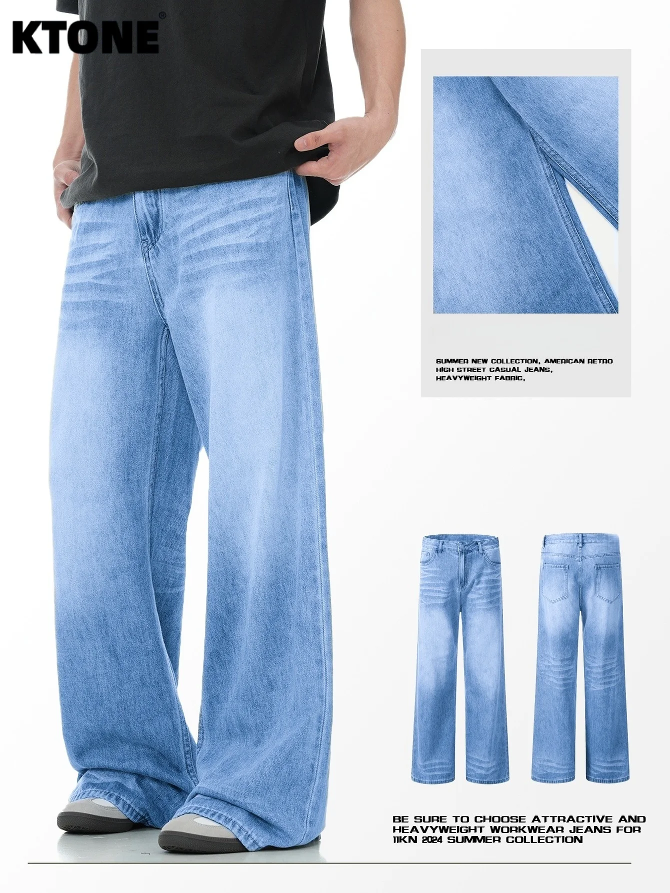 

Jeans Pants Loose Blue Denim For Man Original Drip Y2K Casual Style Jeans No accessories or belts included