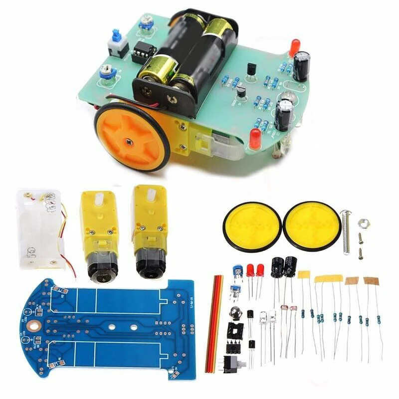 For Arduino-Compatible 2WD Robot Chassis Kit with Reduction Motors and LM393 Circuit for Photoresistor-Based Line Tracking