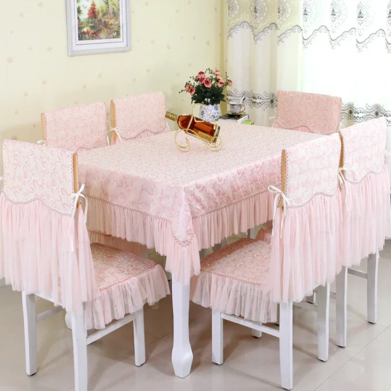 Elegant European-style Thickened Retro Table Cloth 2 styles Floral Lace Cotton Dinning Wedding Banquet Tablecloths Chair Covers