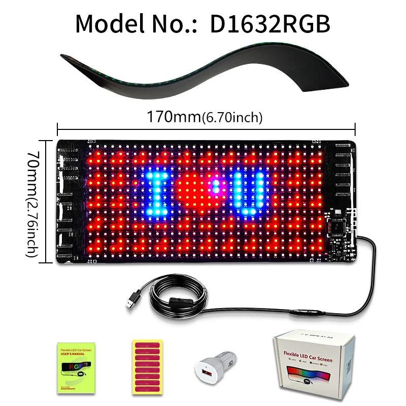 Factory Customize Led Flexible Display Signage Panel RGB Programmable USB Pixel Soft Animated Advertising Screen Led Car Sign