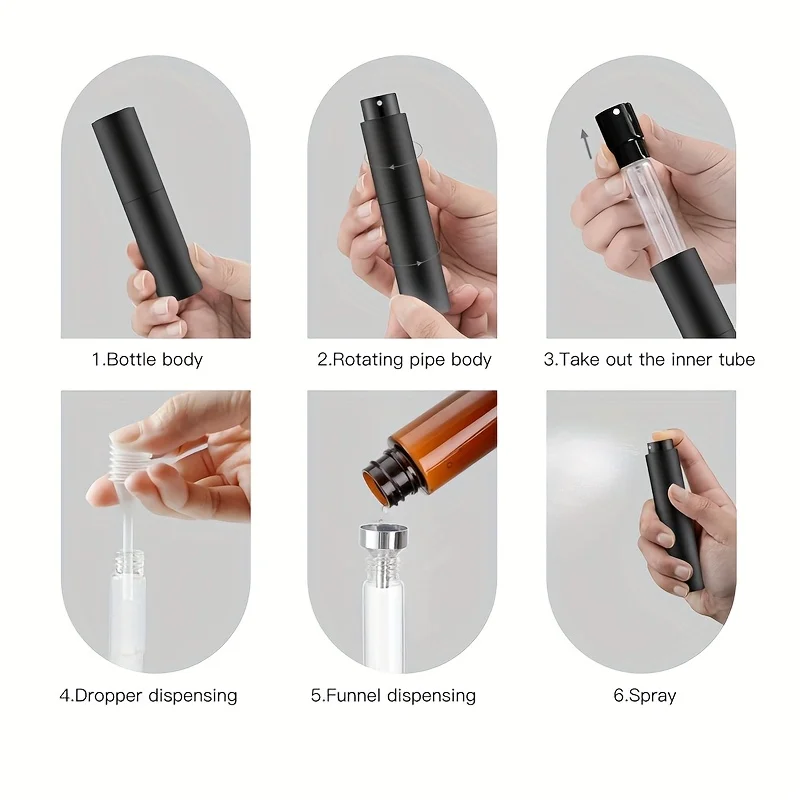 3er-Set Reise-Parfümzerstäuber 10ml, Nachfüllbare Duftflakons, Leere Sprühflaschen – Detail 5