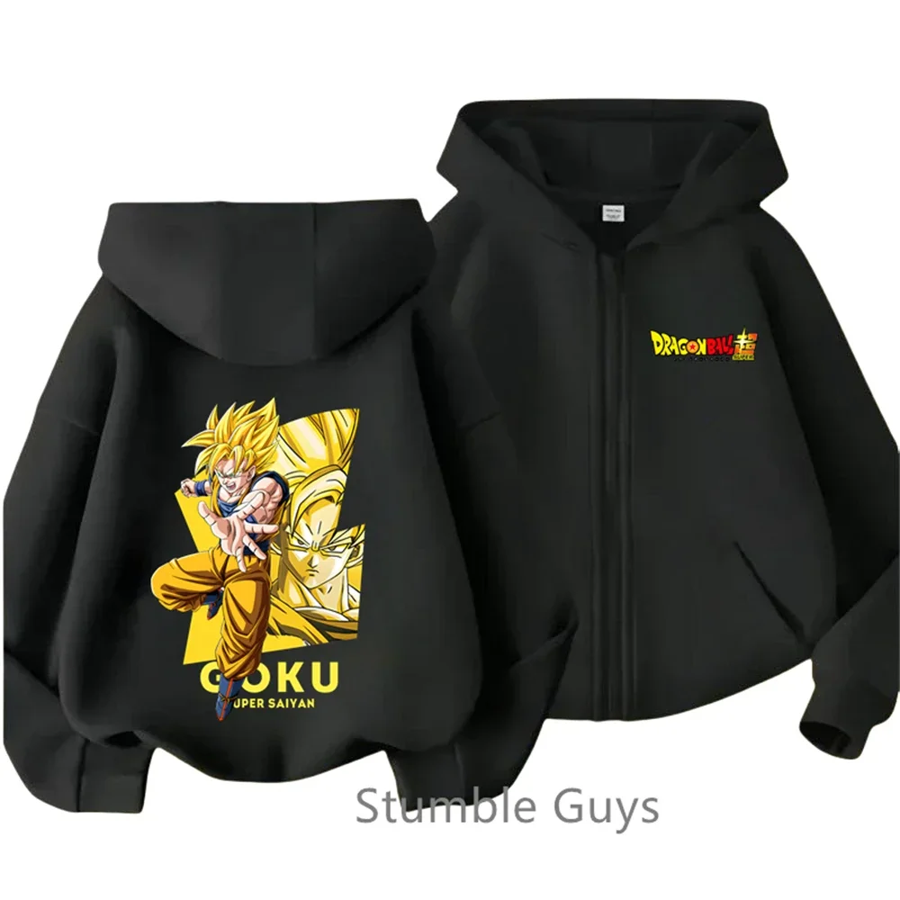 Sudadera con capucha de Dragon Ball Z para niños, ropa con cremallera, Goku, dibujos animados, Tops de primavera y otoño