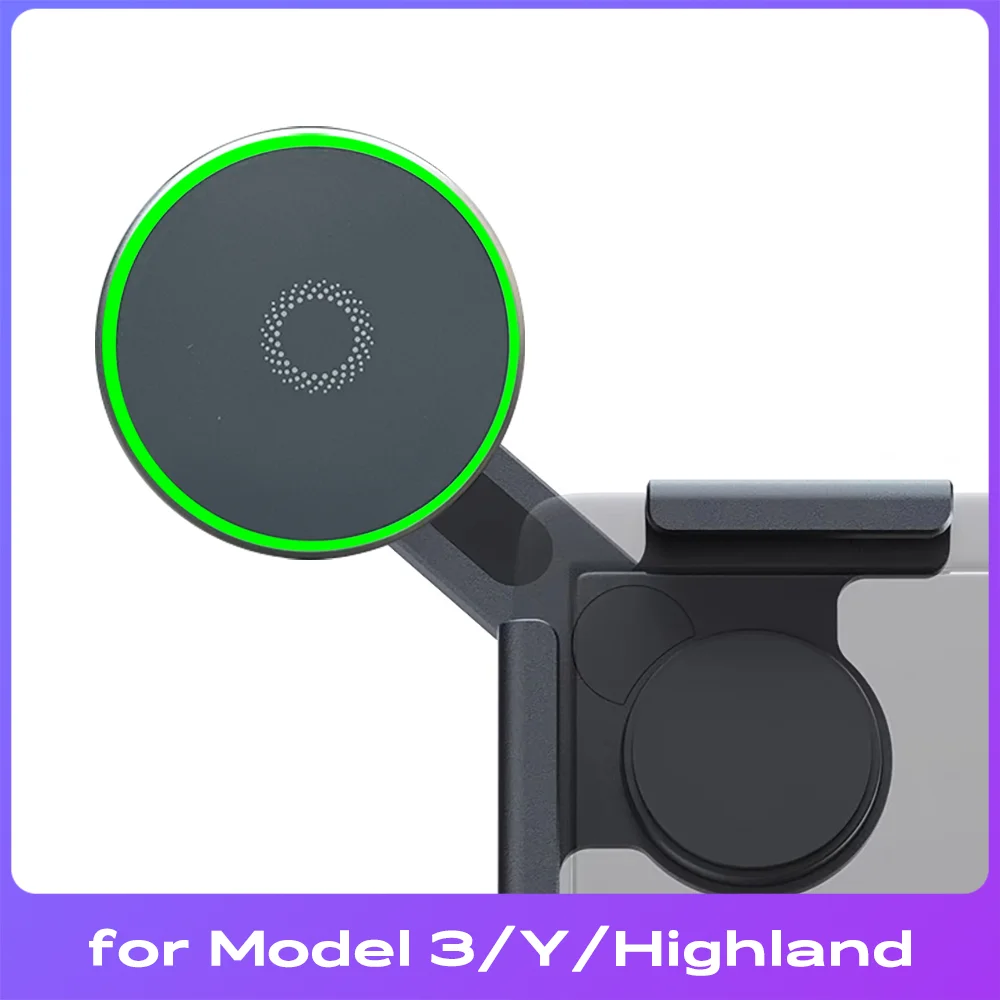 for Tesla New Model 3  Highland 2024 Foldaway Car Phone Mount Holder 15W Magnetic Magsafe Macsafe Wireless Charger Accessories