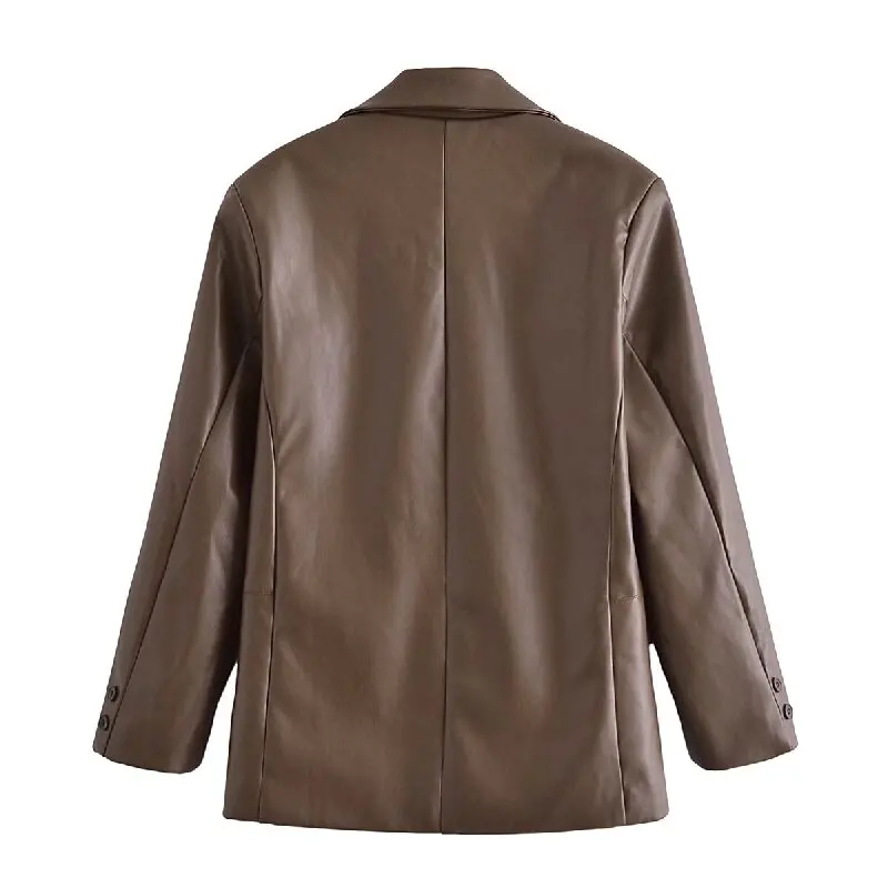 Giacca in Ecopelle da Donna KEYANKETIAN, Nuova Collezione Primavera, Monopetto con Tasche e Orlo Asimmetrico