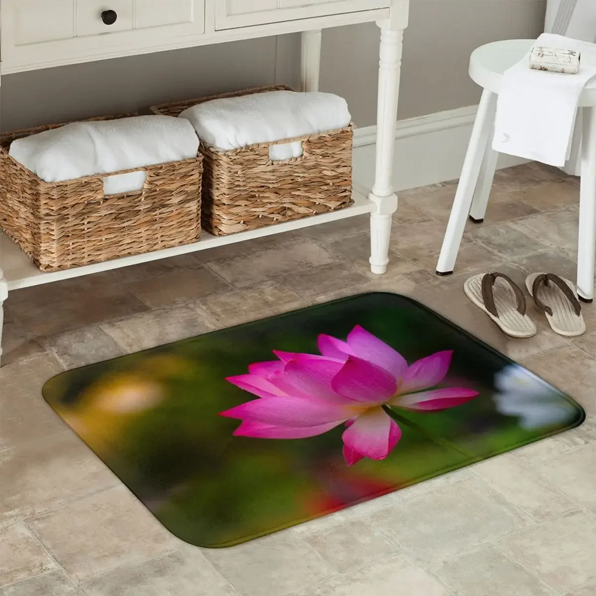 Lotus Flower Doormat Kitchen Entrance Home Floor Mat Non-slip Carpet Rug for Bedroom Footpad Mats