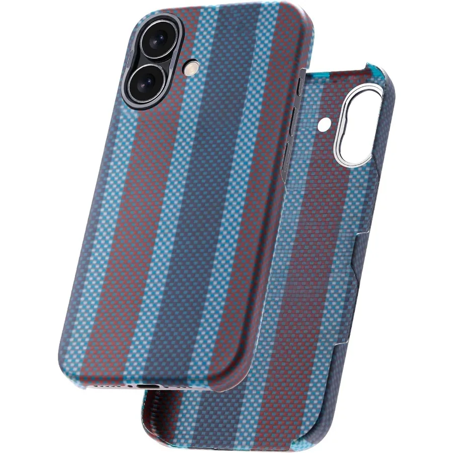 حافظة من ألياف الأراميد لهاتف iPhone 16 مع تصميم مغناطيسي رفيع للغاية وخفيف الوزن يقدم مع حافظة لمس بدون استخدام اللمس