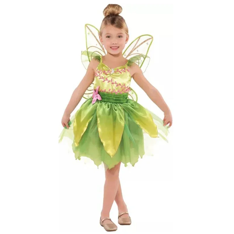 Reneecho Girls Tinker Bell Costume Halloween Costume For Kids Green Tinkerbell Fancy Dress